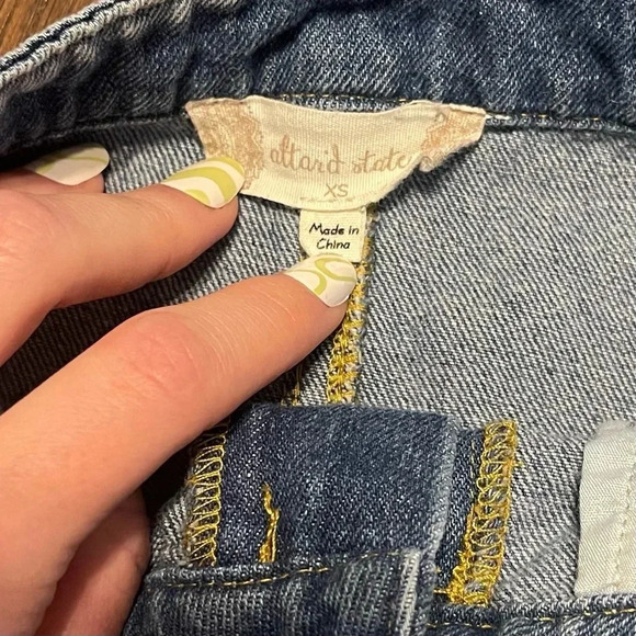 Altar’d State Denim Mini Skirt Frayed Hem - Picture 3 of 9